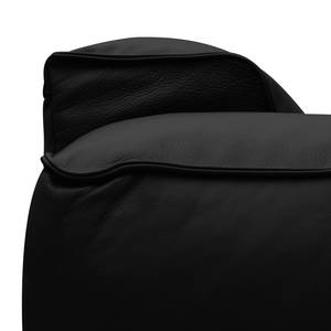Canapé panoramique HUDSON Cuir véritable Neka : Noir - Méridienne courte à gauche / longue à droite (vue de face)