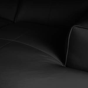 Canapé panoramique HUDSON Cuir véritable Neka : Noir - Méridienne courte à droite / longue à gauche (vue de face)