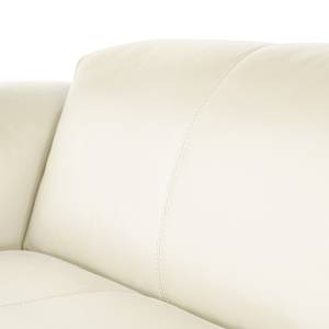 Canapé panoramique HUDSON Cuir véritable Neka : Blanc - Méridienne courte à gauche / longue à droite (vue de face)