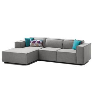 Ecksofa KINX mit Longchair Webstoff - Webstoff Milan: Hellgrau - Breite: 260 cm - Longchair davorstehend links - Keine Funktion