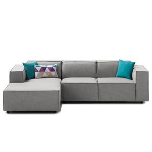 Ecksofa KINX mit Longchair Webstoff - Webstoff Milan: Hellgrau - Breite: 260 cm - Longchair davorstehend links - Keine Funktion