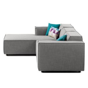 Ecksofa KINX mit Longchair Webstoff - Webstoff Milan: Hellgrau - Breite: 260 cm - Longchair davorstehend links - Keine Funktion