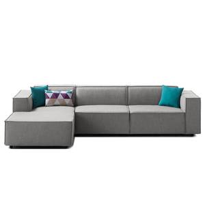 Ecksofa KINX mit Longchair Webstoff - Webstoff Milan: Hellgrau - Breite: 294 cm - Longchair davorstehend links - Keine Funktion