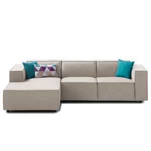 Ecksofa KINX mit Longchair Webstoff - Webstoff Milan: Beige - Breite: 260 cm - Longchair davorstehend links - Keine Funktion