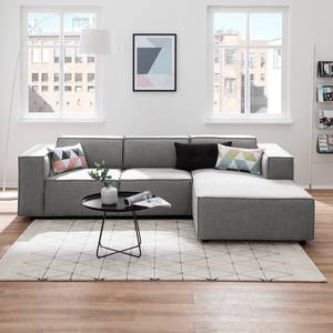 Ecksofa KINX mit Longchair Webstoff - Webstoff Milan: Hellgrau - Breite: 260 cm - Longchair davorstehend rechts - Keine Funktion