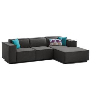 Ecksofa KINX mit Longchair Webstoff - Webstoff Milan: Anthrazit - Breite: 260 cm - Longchair davorstehend rechts - Keine Funktion