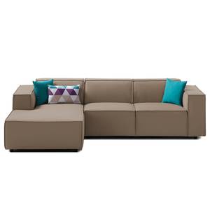 Ecksofa KINX mit Longchair Webstoff - Webstoff Osta: Cappuccino - Breite: 260 cm - Longchair davorstehend links - Keine Funktion