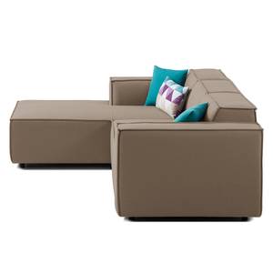 Ecksofa KINX mit Longchair Webstoff - Webstoff Osta: Cappuccino - Breite: 260 cm - Longchair davorstehend links - Keine Funktion