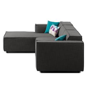 Ecksofa KINX mit Longchair Webstoff - Webstoff Milan: Anthrazit - Breite: 294 cm - Longchair davorstehend links - Keine Funktion