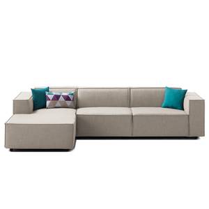 Ecksofa KINX mit Longchair Webstoff - Webstoff Milan: Beige - Breite: 294 cm - Longchair davorstehend links - Keine Funktion