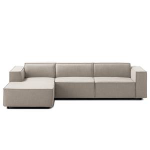 Hoekbank KINX met Longchair Geweven stof Milan: Beige - Breedte: 294 cm - Longchair vooraanzicht links - Geen functie