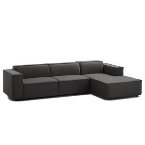 Ecksofa KINX mit Longchair Webstoff - Webstoff Milan: Anthrazit - Breite: 294 cm - Longchair davorstehend rechts - Keine Funktion