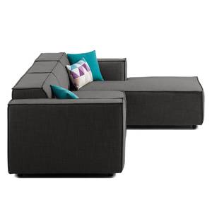 Ecksofa KINX mit Longchair Webstoff - Webstoff Milan: Anthrazit - Breite: 294 cm - Longchair davorstehend rechts - Keine Funktion