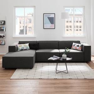 Ecksofa KINX mit Longchair Webstoff - Webstoff Osta: Koralle - Breite: 294 cm - Longchair davorstehend links - Keine Funktion