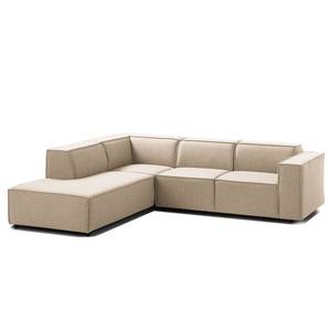 Ecksofa KINX mit Ottomane Webstoff - Webstoff Milan: Beige - Ottomane davorstehend links - Keine Funktion