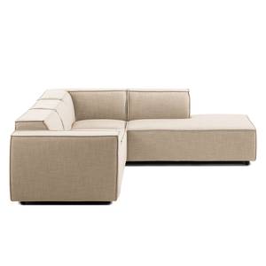 Ecksofa KINX mit Ottomane Webstoff - Webstoff Milan: Beige - Ottomane davorstehend rechts - Keine Funktion