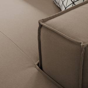 Wohnlandschaft KINX Webstoff - Webstoff Osta: Cappuccino - Longchair davorstehend rechts / Ottomane links