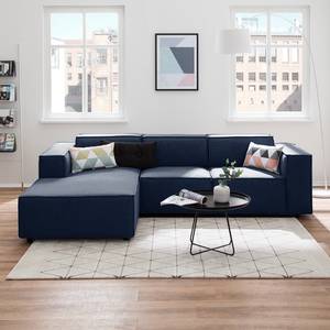 Ecksofa KINX mit Longchair Webstoff - Webstoff Milan: Dunkelblau - Breite: 260 cm - Longchair davorstehend links - Keine Funktion