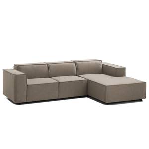 Ecksofa KINX mit Longchair Webstoff - Webstoff Milan: Grau-Braun - Breite: 260 cm - Longchair davorstehend rechts - Keine Funktion