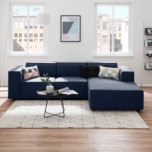 Ecksofa KINX mit Longchair Webstoff - Webstoff Milan: Dunkelblau - Breite: 260 cm - Longchair davorstehend rechts - Keine Funktion