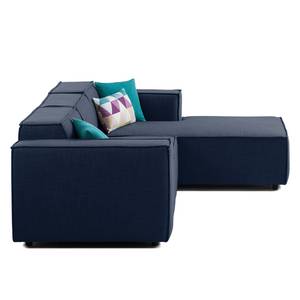 Ecksofa KINX mit Longchair Webstoff - Webstoff Milan: Dunkelblau - Breite: 260 cm - Longchair davorstehend rechts - Keine Funktion