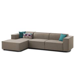 Ecksofa KINX mit Longchair Webstoff - Webstoff Milan: Grau-Braun - Breite: 294 cm - Longchair davorstehend links - Keine Funktion