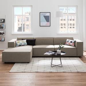 Ecksofa KINX mit Longchair Webstoff - Webstoff Milan: Grau-Braun - Breite: 294 cm - Longchair davorstehend links - Keine Funktion