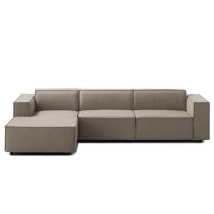 Ecksofa KINX mit Longchair Webstoff - Webstoff Milan: Grau-Braun - Breite: 294 cm - Longchair davorstehend links - Keine Funktion