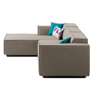 Ecksofa KINX mit Longchair Webstoff - Webstoff Milan: Grau-Braun - Breite: 294 cm - Longchair davorstehend links - Keine Funktion