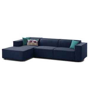 Ecksofa KINX mit Longchair Webstoff - Webstoff Milan: Dunkelblau - Breite: 294 cm - Longchair davorstehend links - Keine Funktion