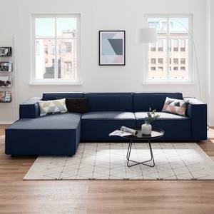 Ecksofa KINX mit Longchair Webstoff - Webstoff Milan: Dunkelblau - Breite: 294 cm - Longchair davorstehend links - Keine Funktion