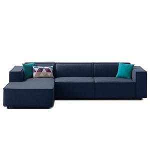 Ecksofa KINX mit Longchair Webstoff - Webstoff Milan: Dunkelblau - Breite: 294 cm - Longchair davorstehend links - Keine Funktion