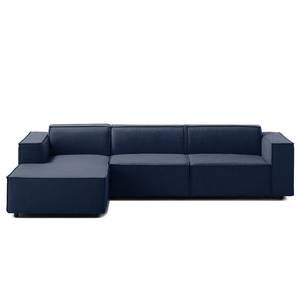 Ecksofa KINX mit Longchair Webstoff - Webstoff Milan: Dunkelblau - Breite: 294 cm - Longchair davorstehend links - Keine Funktion