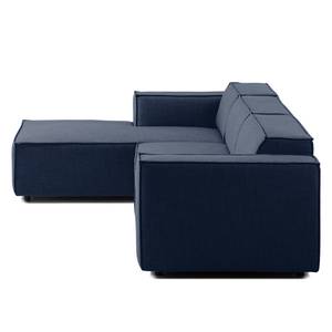 Ecksofa KINX mit Longchair Webstoff - Webstoff Milan: Dunkelblau - Breite: 294 cm - Longchair davorstehend links - Keine Funktion