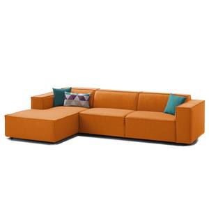 Ecksofa KINX mit Longchair Webstoff - Webstoff Milan: Rostbraun - Breite: 294 cm - Longchair davorstehend links - Keine Funktion