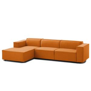 Ecksofa KINX mit Longchair Webstoff - Webstoff Milan: Rostbraun - Breite: 294 cm - Longchair davorstehend links - Keine Funktion