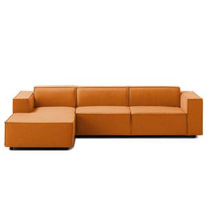 Ecksofa KINX mit Longchair Webstoff - Webstoff Milan: Rostbraun - Breite: 294 cm - Longchair davorstehend links - Keine Funktion