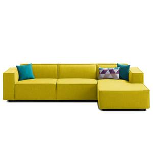 Canapé d’angle KINX méridienne Tissu Milan : Jaune - Largeur : 294 cm - Méridienne courte à droite (vue de face) - Sans fonction