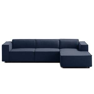 Ecksofa KINX mit Longchair Webstoff - Webstoff Milan: Dunkelblau - Breite: 294 cm - Longchair davorstehend rechts - Keine Funktion