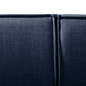 Canapé panoramique KINX Velours - Tissu Milan : Bleu foncé - Méridienne courte à droite / longue à gauche (vue de face)