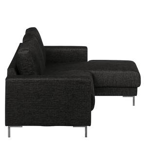 Ecksofa Summer Webstoff Madu: Schwarz - Longchair davorstehend rechts - Ohne Schlaffunktion