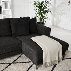 Ecksofa Summer Webstoff Madu: Schwarz - Longchair davorstehend rechts - Ohne Schlaffunktion