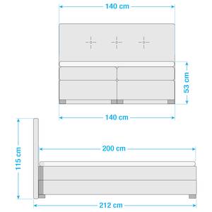 Boxspringbett Ramona III inkl. Topper - Strukturstoff Anthrazit - 140 x 200cm