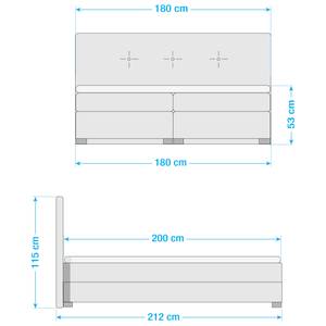 Boxspring Ramona III incl. topper - structuurstof antracietkleurig - 180 x 200cm