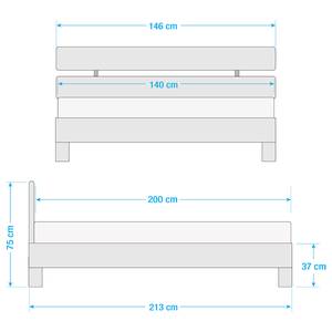 Massivholzbett AresWOOD Eiche Weißöl - 140 x 190cm - Mit Kopfteil