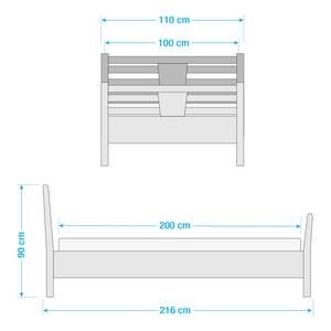 Massivholzbett AmyWOOD Kernbuche massiv - 100 x 200cm