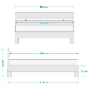 Lit en bois massif AresWOOD Chêne blanc huilé - 120 x 200cm - Avec tête de lit