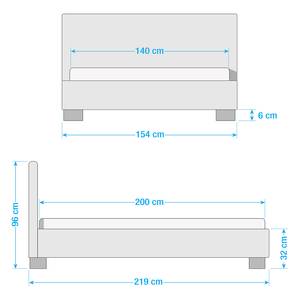 Gestoffeerd bed Aralia I geweven stof - Stof Floreana: Antraciet - 140 x 200cm - Geen opbergruimte - Cilinder