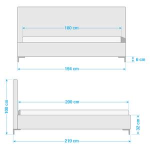 Polsterbett Aralia I Webstoff - Stoff Floreana: Anthrazit - 180 x 200cm - Kein Bettkasten - T-Kufen