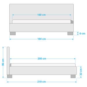 Gestoffeerd bed Aralia I geweven stof - Stof Floreana: Beige - 180 x 200cm - 1 opbergruimte - Cilinder